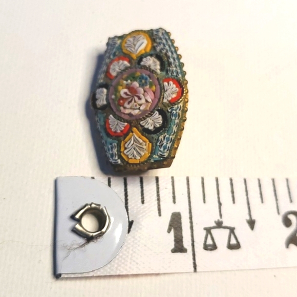 Millefiori Vintage Micro Mosaic Brooch Made In Italy Mid Century Floral Signed - Picture 8 of 9